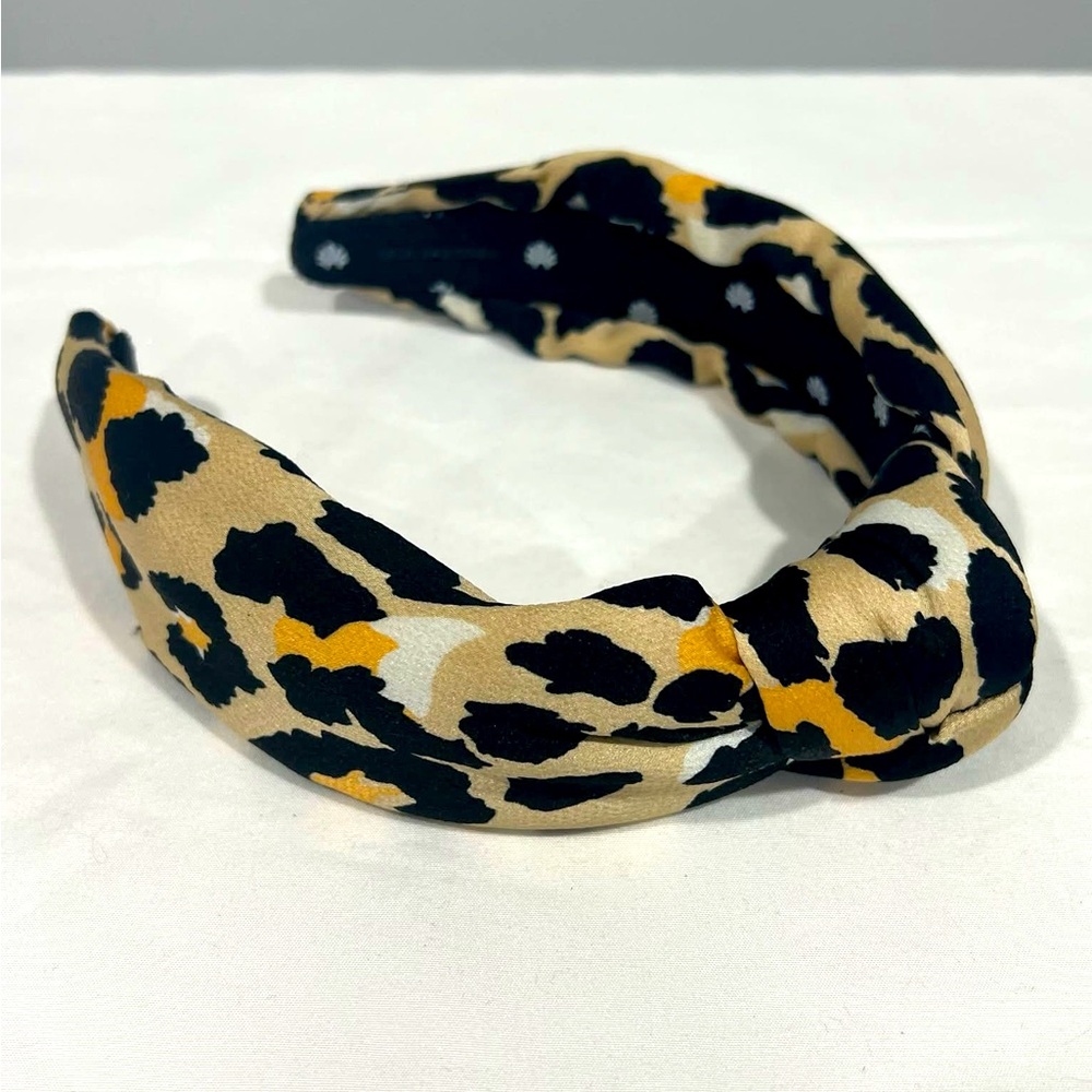 Lele Sadoughi Leopard Knot Headband in Tan, Black & Mustard
